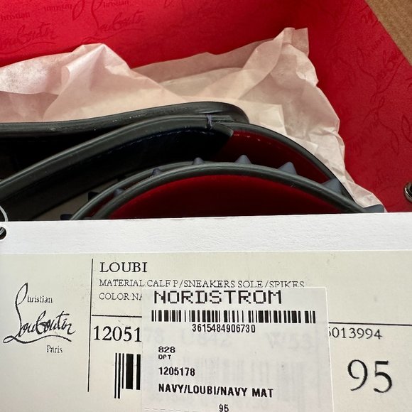 Christian Louboutin LOUBI Logo Spike Studded Leather Belt Navy Blue - Picture 9 of 10